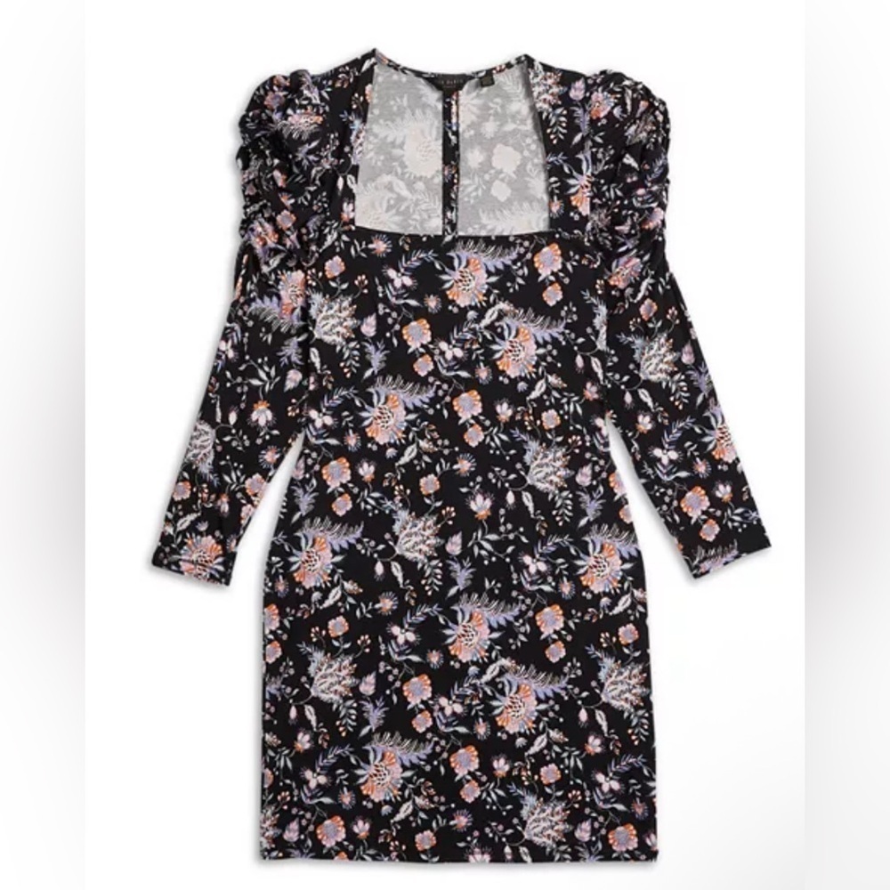 Ted Baker Dracena Square Neck Black Floral Printed Mini Dress- Size 2 (US 6) - Picture 1 of 10